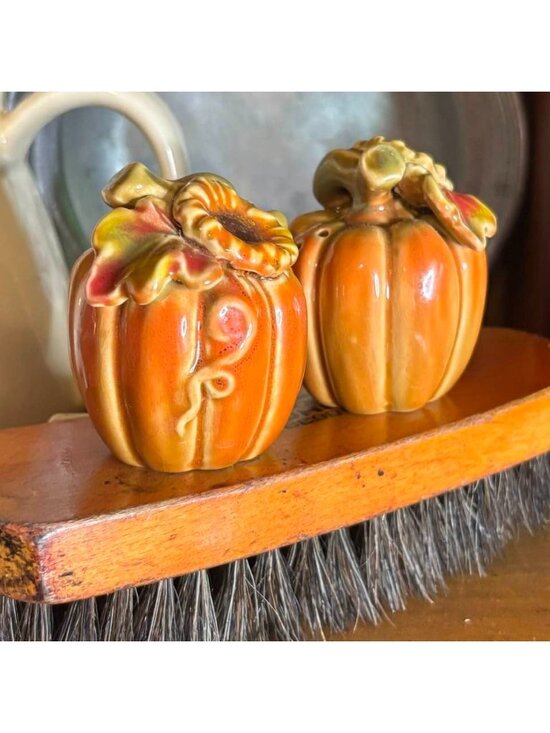Unmarked Other - Vintage Ceramic Pumpkin Salt & Pepper Shakers | Fall Harvest Thanksgiving Decor